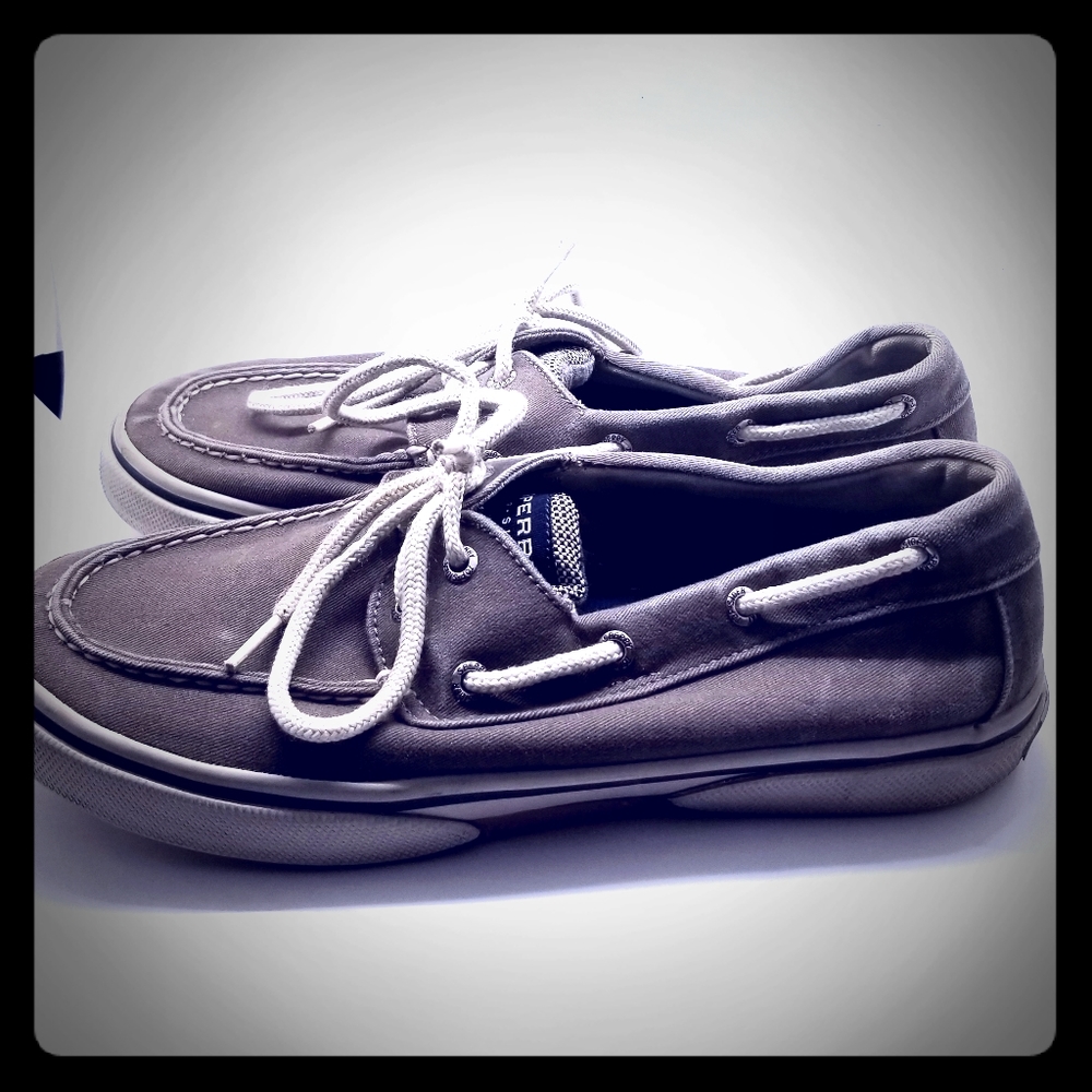 Sperry Top-sider Brown Grey Canvas Boat Shoes